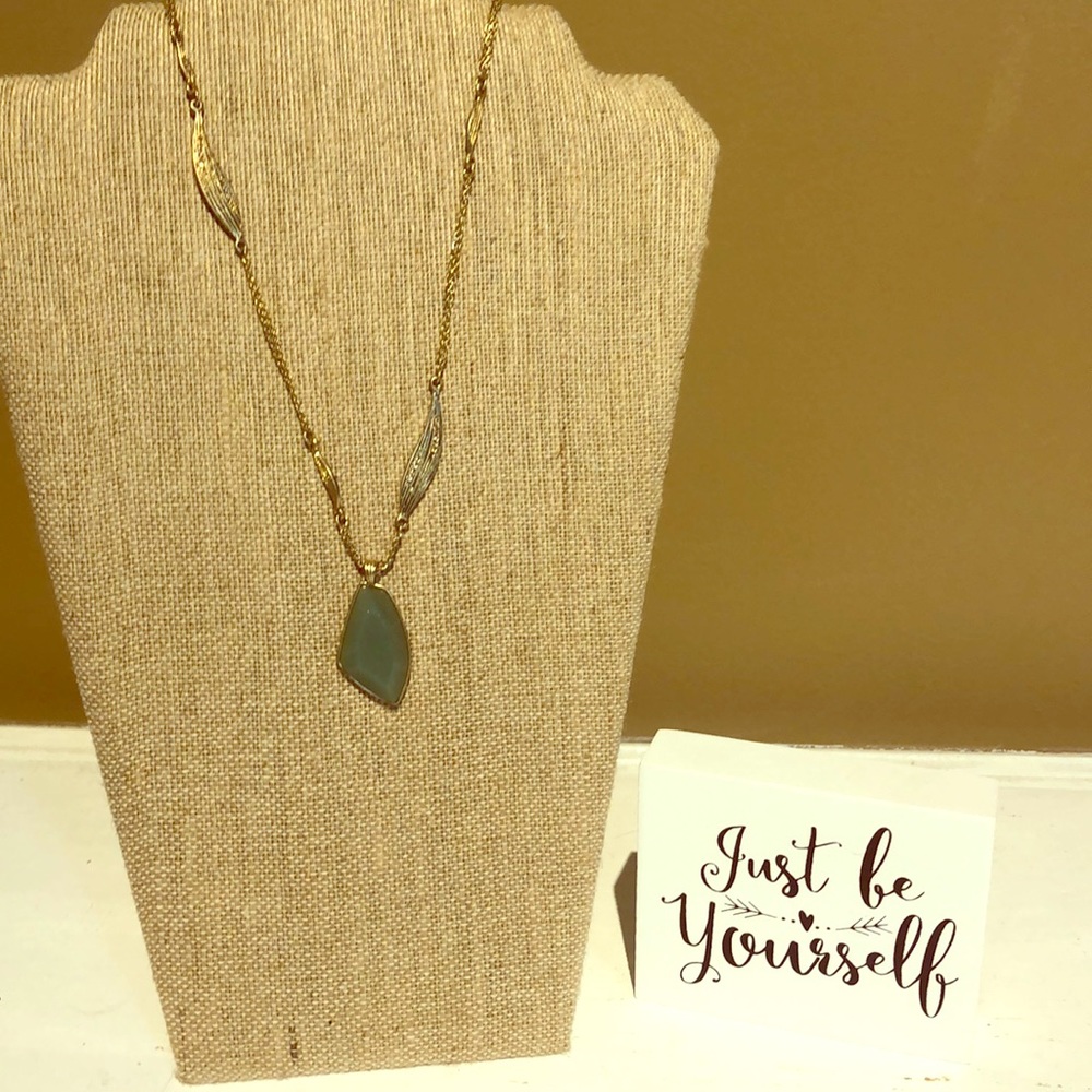 Gilded Reeds Aventurine Long Pendant Necklace